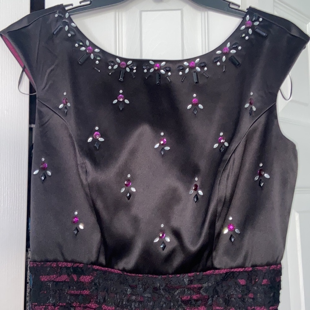 Sangria sheath dress - black/purple lace with jewels, size 6